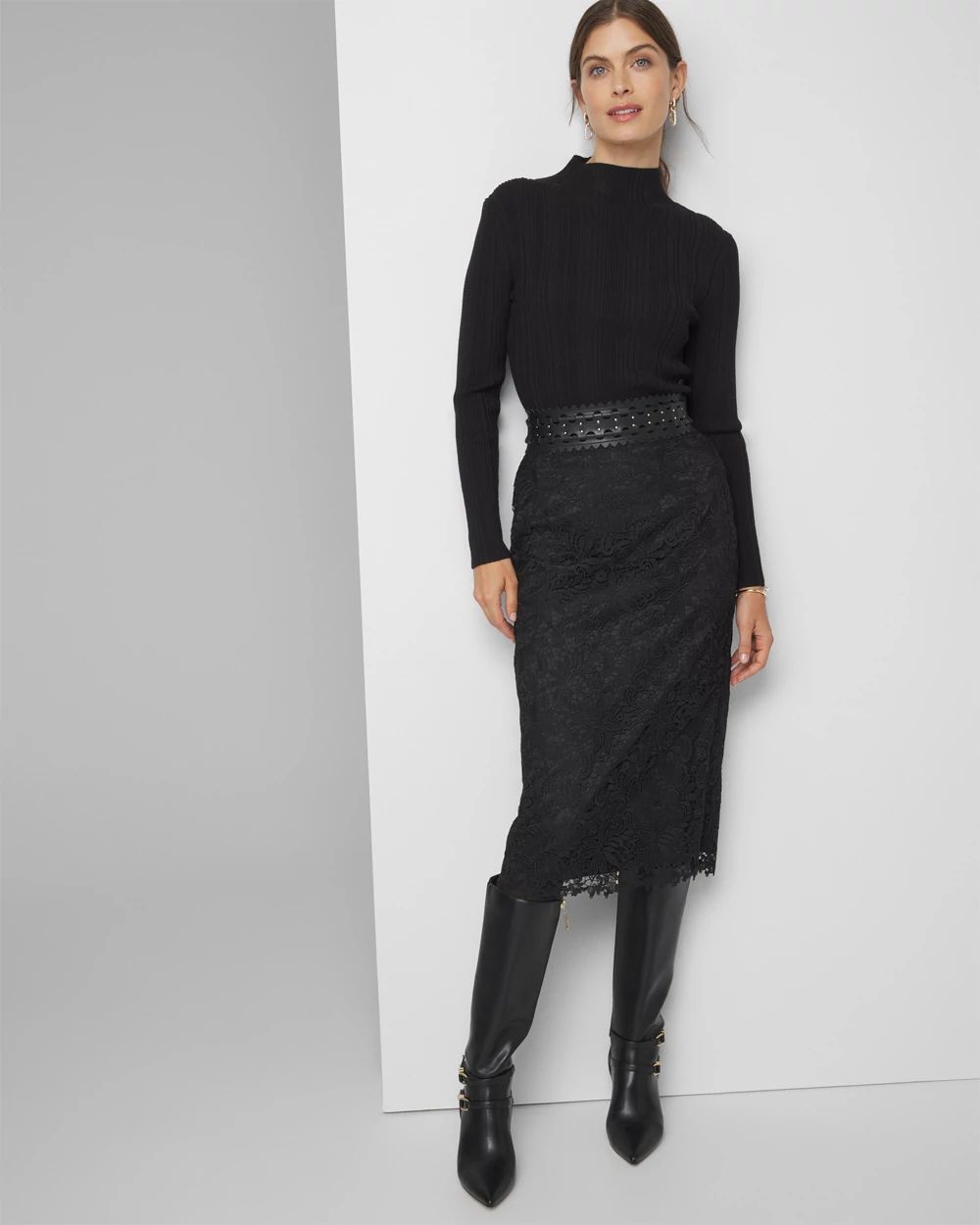 Lace Pencil Midi Skirt White House Black Market